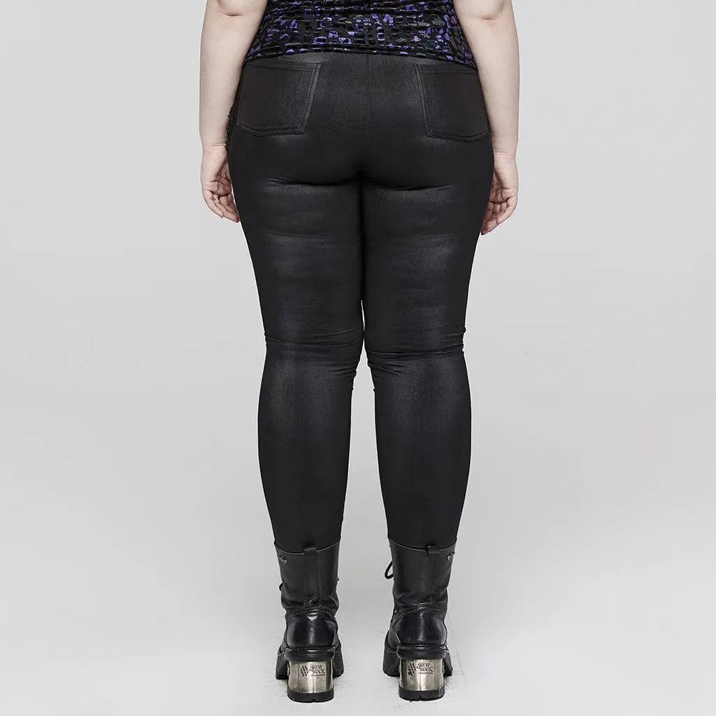 Women's Plus Size Punk Strappy Eyelets Straps Leggings