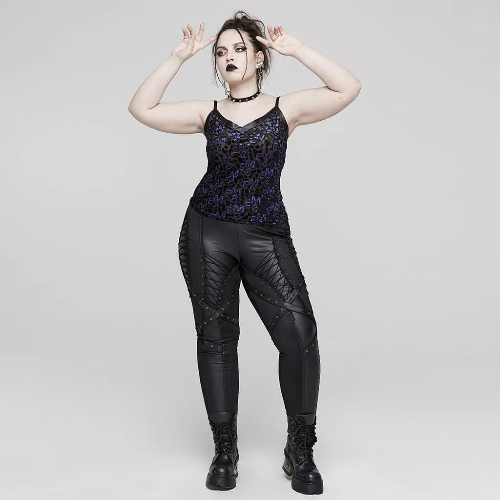 Women's Plus Size Punk Strappy Eyelets Straps Leggings