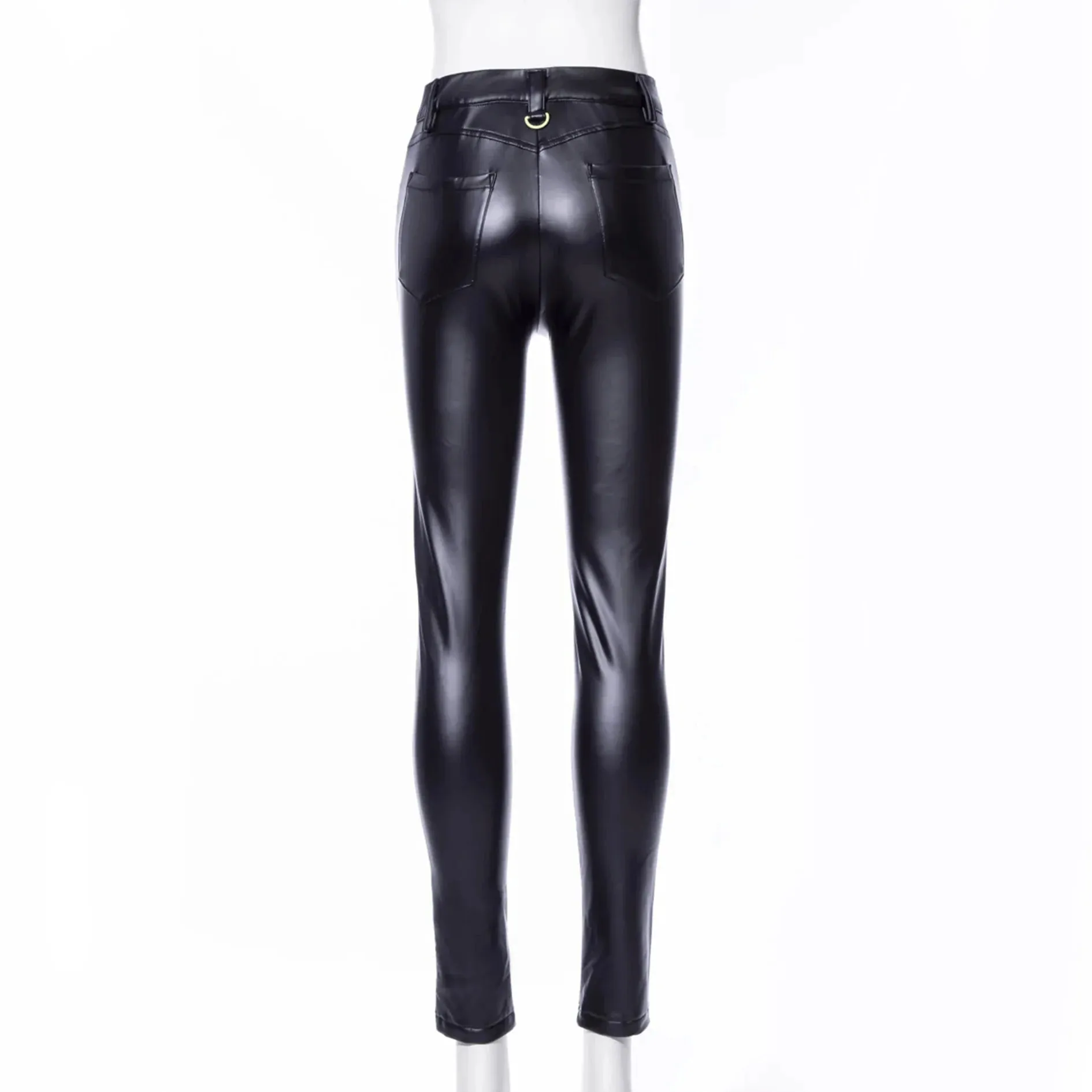 Women's Punk Contrast Color Faux Leather Leggings