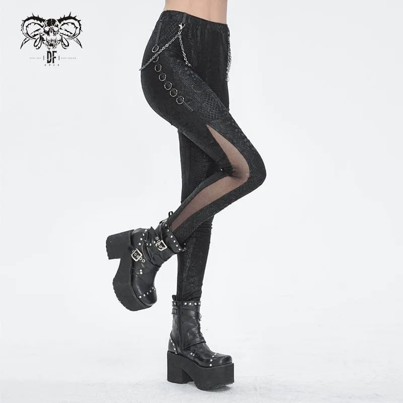 Women's Punk Jacquard Chain Ring Sides Leggings