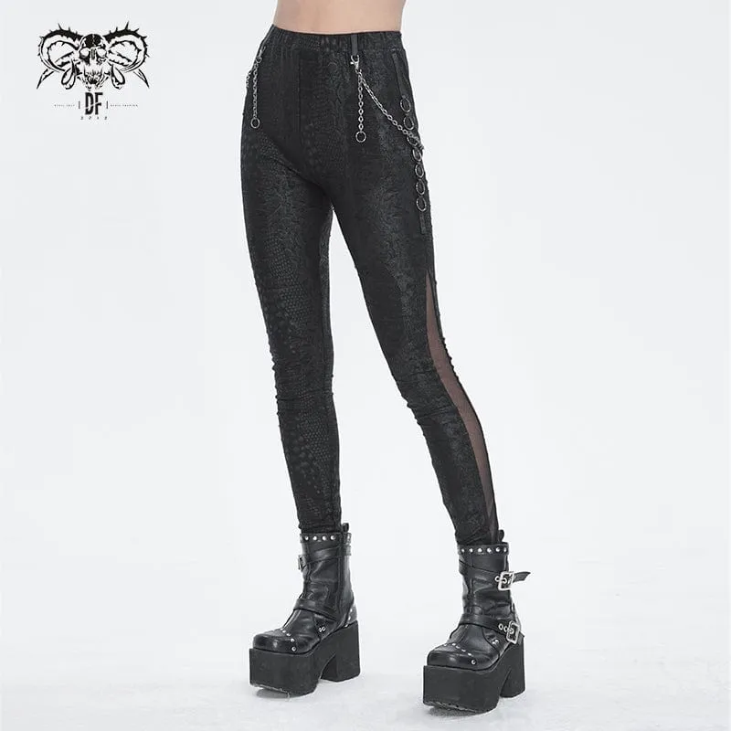 Women's Punk Jacquard Chain Ring Sides Leggings