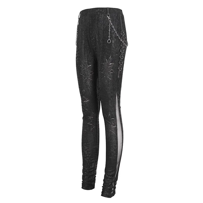 Women's Punk Jacquard Chain Ring Sides Leggings