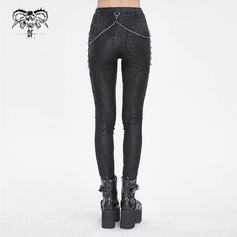 Women's Punk Jacquard Chain Ring Sides Leggings
