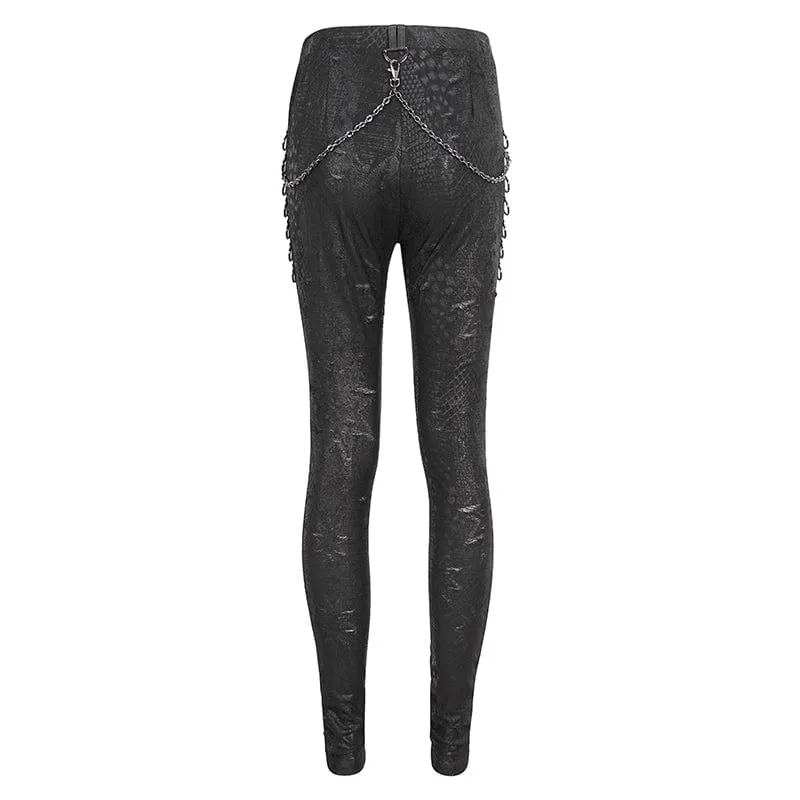 Women's Punk Jacquard Chain Ring Sides Leggings