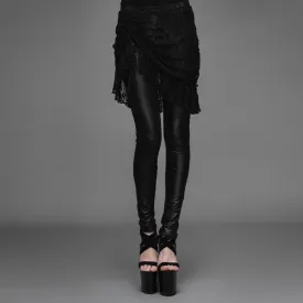 Women's Punk Leggings With  Ruched Lace Skirt