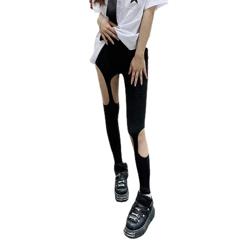 Women's Punk Slim Fitted Cutout Leggings