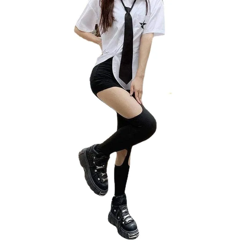 Women's Punk Slim Fitted Cutout Leggings