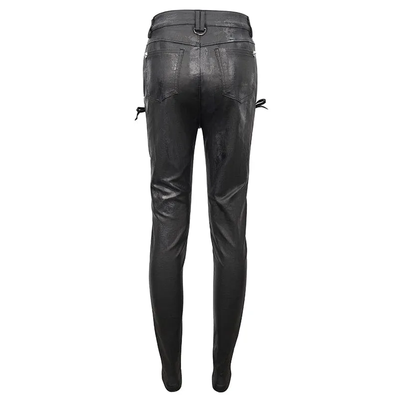 Women's Punk Strappy Mesh Splice Leggings