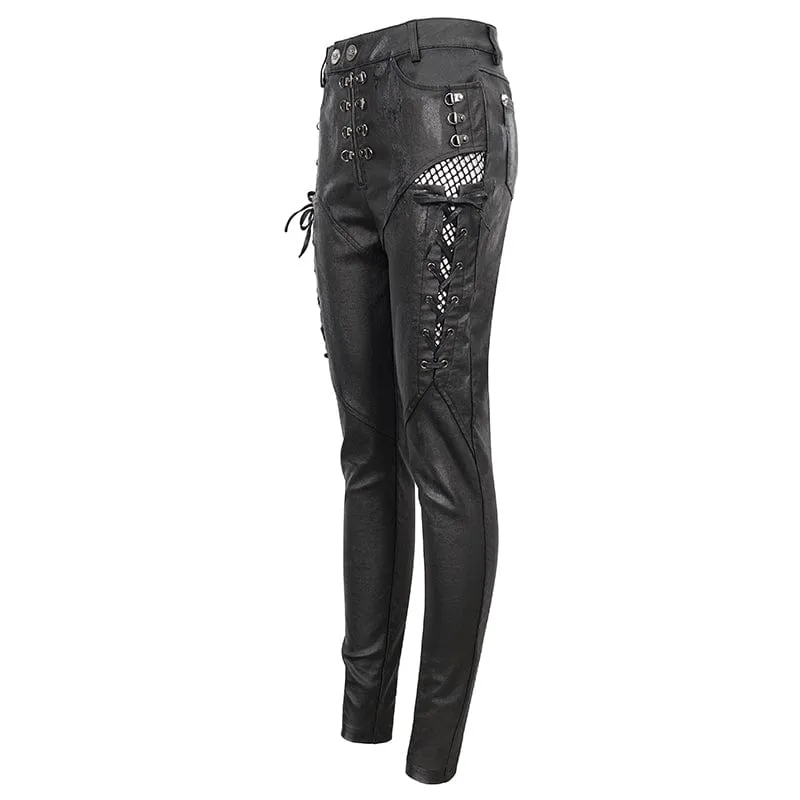 Women's Punk Strappy Mesh Splice Leggings