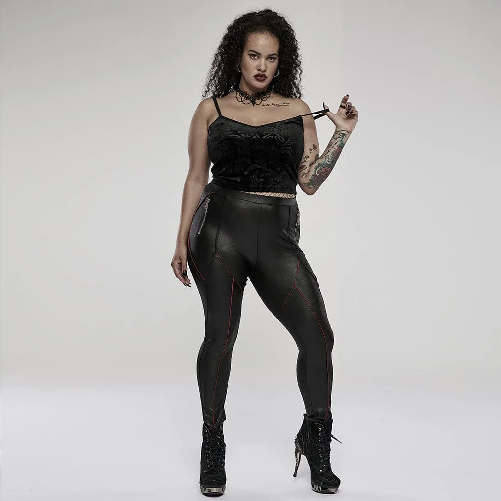 Women's Punk Zip Faux Leather Leggings