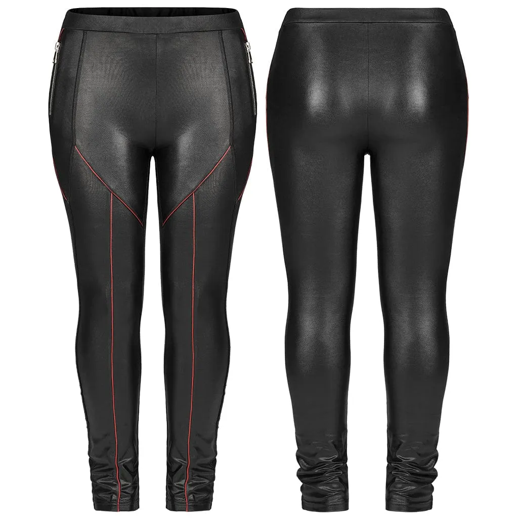 Women's Punk Zip Faux Leather Leggings