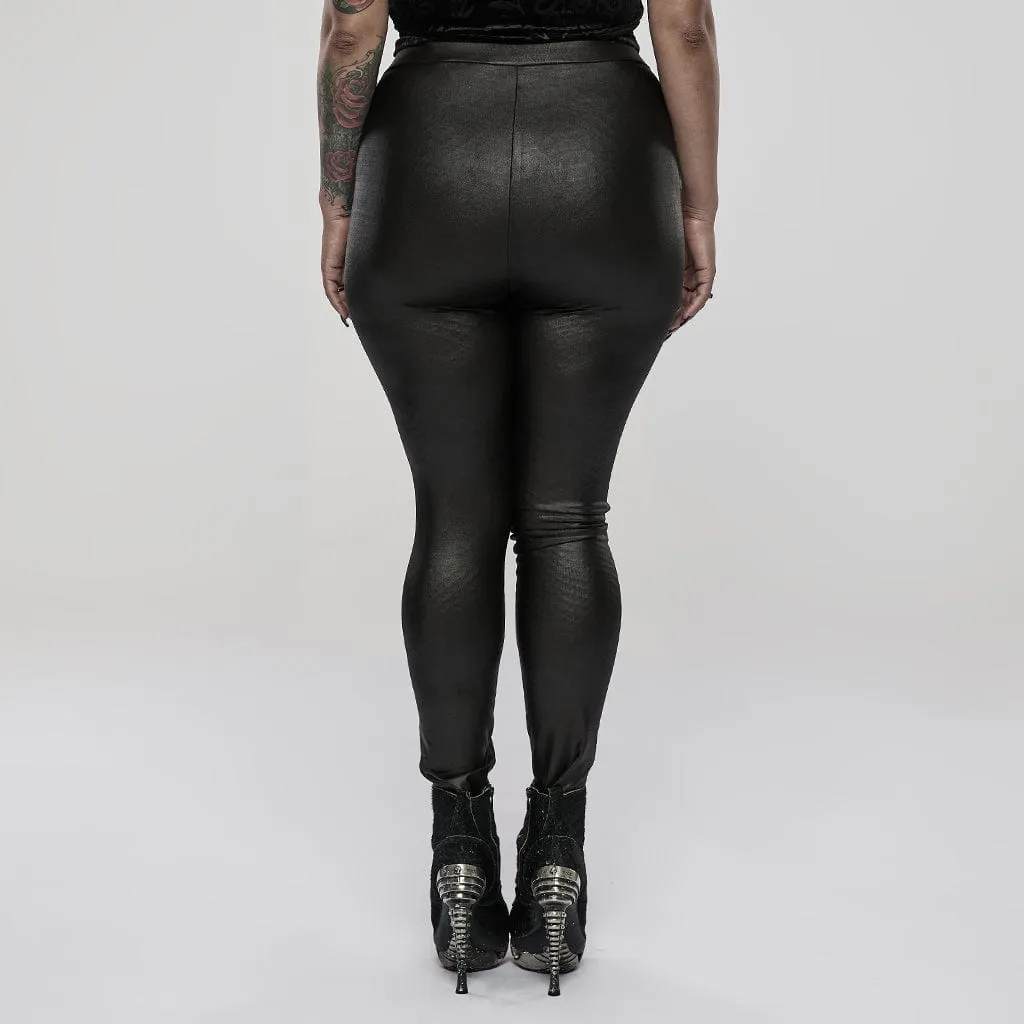 Women's Punk Zip Faux Leather Leggings