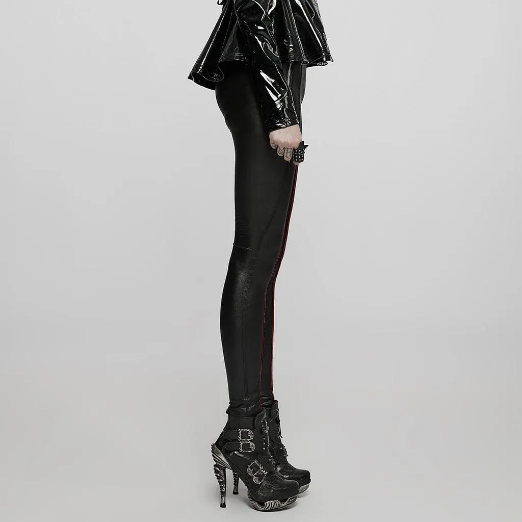 Women's Punk Zip Faux Leather Leggings